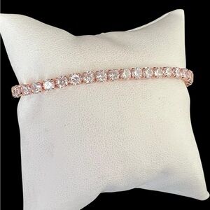 14K Rose GP tennis bracelet clear CZ adjustable size